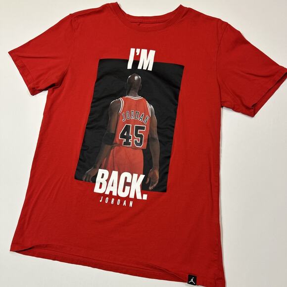Air Jordan Shirt Mens Size Medium Red Im Back Basketball Short Sleeve Tee - Picture 3 of 11